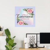 Romantic Elegant Charming Floral Quinceañera Poster (Thuiskantoor)
