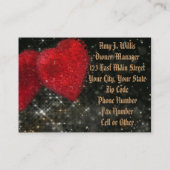 Romantic Elegant Classy Two Red Hearts Business Visitekaartje (Achterkant)