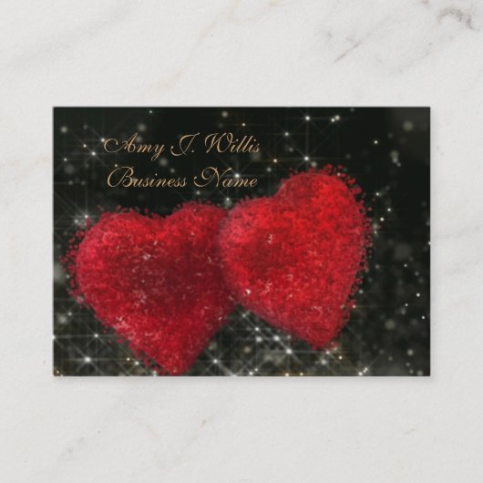 Romantic Elegant Classy Two Red Hearts Business Visitekaartje (Voorkant)