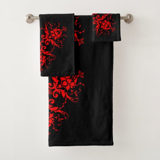 Romantic, Elegant  Damask Red Gothic Bad Handdoek (Insitu)