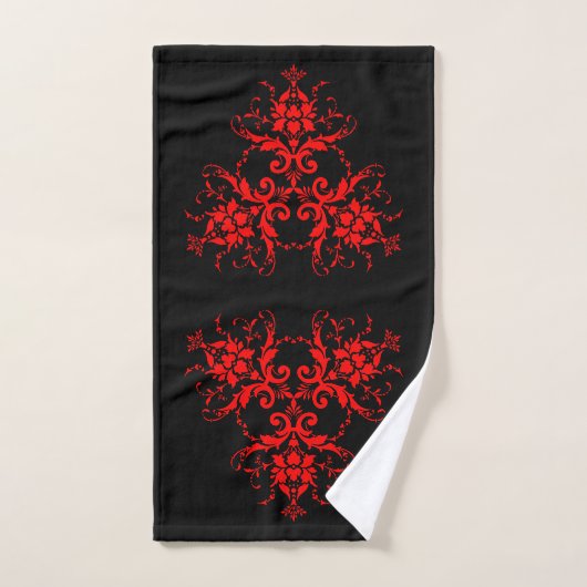 Romantic, Elegant Damask Red Gothic Bad Handdoek (Handdoek)
