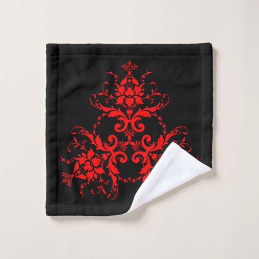 Romantic, Elegant Damask Red Gothic Bad Handdoek (Wasdoekje)