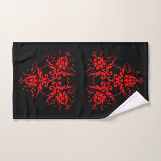 Romantic, Elegant  Damask Red Gothic Bad Handdoek (Handdoek)