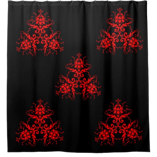 Romantic, Elegant  Damask Red Gothic Douchegordijn (Voorkant)