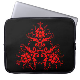 Romantic, Elegant  Damask Red Gothic Laptop Sleeve