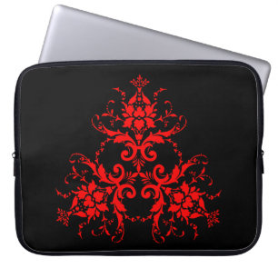 Romantic, Elegant Damask Red Gothic Laptop Sleeve
