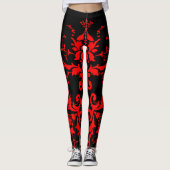 Romantic, Elegant  Damask Red Gothic Leggings (Voorkant)