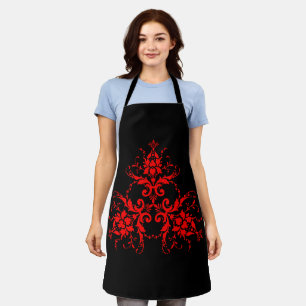 Romantic, Elegant  Damask Red Gothic Schort
