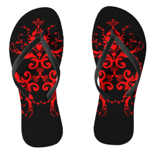 Romantic, Elegant Damask Red Gothic Teenslippers