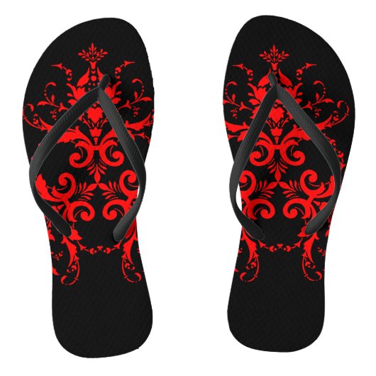 Romantic, Elegant  Damask Red Gothic Teenslippers (Voetbed)