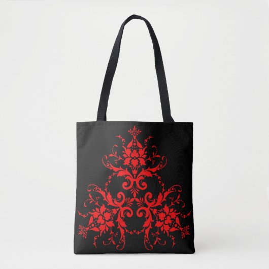 Romantic, Elegant  Damask Red Gothic Tote Bag (Voorkant)
