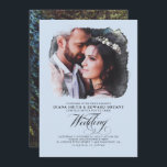 Romantic Elegant Dusty Blue 2 Photos Wedding Kaart<br><div class="desc">Uitnodigingen voor Romantische,  elegante en stoffige blauwe trouwfoto's</div>