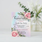 Romantic Elegant Floral Quinceañera Kaart (Staand voorkant)