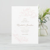 Romantic Elegant Floral Sketch Wedding Uitnodiging (Staand voorkant)