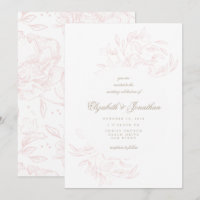 Romantic Elegant Floral Sketch Wedding Uitnodiging