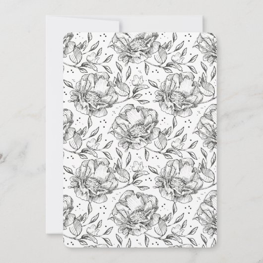 Romantic Elegant Floral Sketch Wedding Uitnodiging (Achterkant)