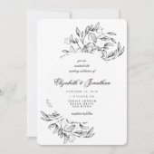 Romantic Elegant Floral Sketch Wedding Uitnodiging (Voorkant)
