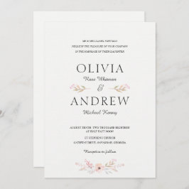 Romantic & Elegant Floral Wedding Invitation Kaart