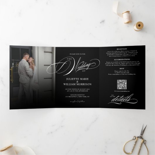 Romantic Elegant Foto drieledig Weddenschap Drieluik Programma (Binnen)