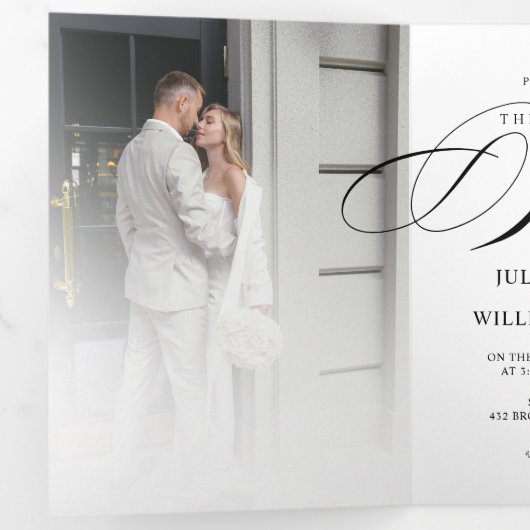 Romantic Elegant Foto drieledig Weddenschap Drieluik Programma (Binnenzijde eerst)