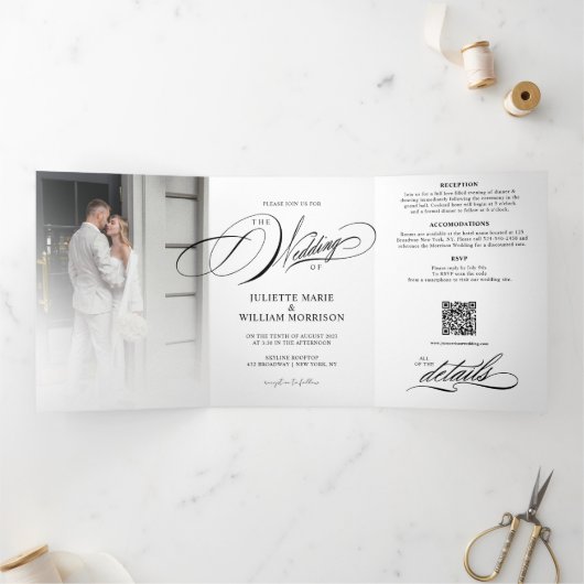 Romantic Elegant Foto drieledig Weddenschap Drieluik Programma (Binnen)