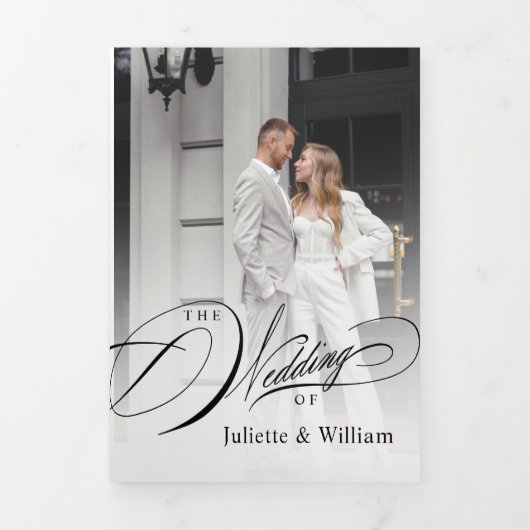 Romantic Elegant Foto drieledig Weddenschap Drieluik Programma (Cover)