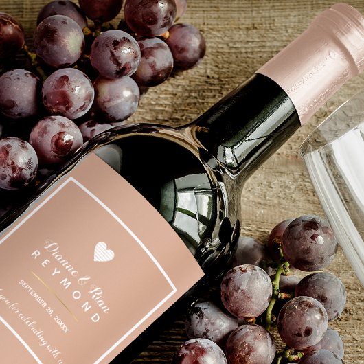 Romantic Elegant gelabeld Wedding Dusty Roos Wijn Etiket