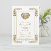 Romantic Elegant Gold Lace Dinner voor twee Kaart (Staand voorkant)