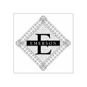 Romantic Elegant Lace Initiaal Familienaam Monogra Rubberstempel (Afrduk)