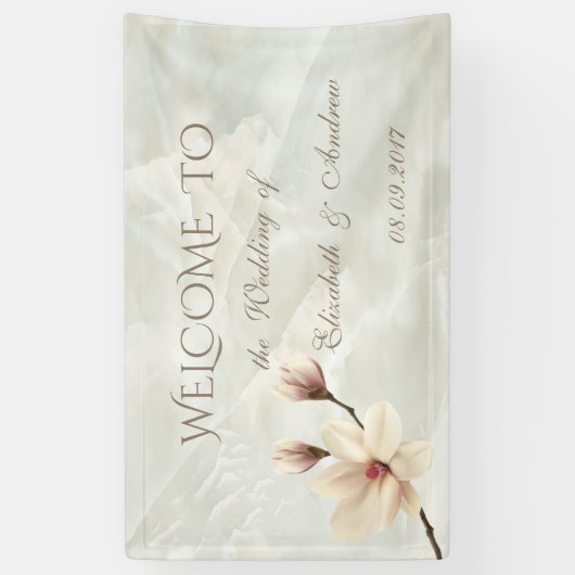 Romantic Elegant Magnolia, Marble Wedding Banner (Verticaal)