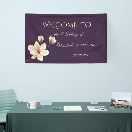 Romantic Elegant Magnolia Wedding Banner (Beurs)