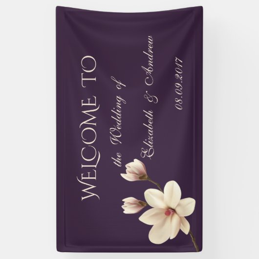 Romantic Elegant Magnolia Wedding Banner (Verticaal)