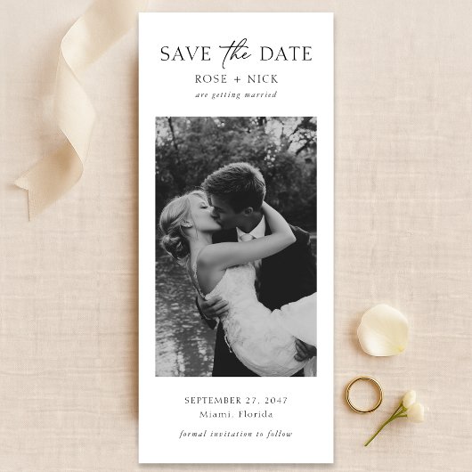 Romantic Elegant Modern Minimalist Bookmark Photo Save The Date
