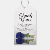 Romantic Elegant Navy Blue Roos Weddenschap Cadeaulabel (Voorkant)