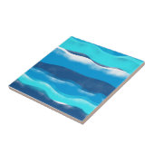 Romantic Elegant Ocean Waves Blue Waterverf Kit Tegeltje (Zijkant)