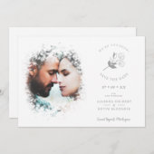 Romantic Elegant Overlay Misty Effect Photo Save The Date (Voorkant / Achterkant)