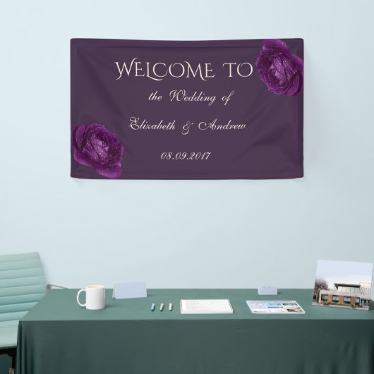 Romantic Elegant Paarse Rozen Wedding Banner (Beurs)