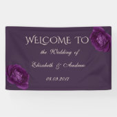 Romantic Elegant Paarse Rozen Wedding Banner (Horizontaal)