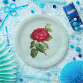 Romantic Elegant Red Rose Illustration Papieren Bordje (Feest)