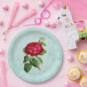 Romantic Elegant Red Rose Illustration Papieren Bordje (Feest)