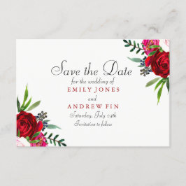 Romantic Elegant Red Rose Sparen de datumkaart Save The Date