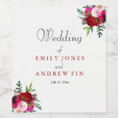 Romantic Elegant Red Rose Weddenschap Wijn Label Etiket (Enkel label)