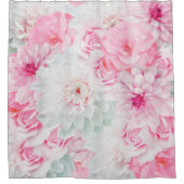 Romantic Elegant Roze Floral gekleurd Douchegordijn (Voorkant)