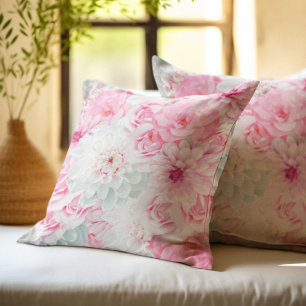 Romantic Elegant Roze Floral gekleurd Kussen