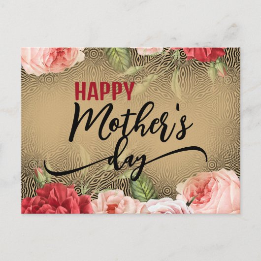 Romantic Elegant  Rozen Happy Moederdag Briefkaart (Voorkant)