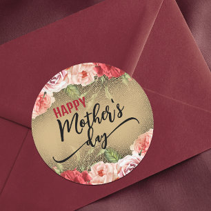 Romantic Elegant  Rozen Happy Moederdag Ronde Sticker