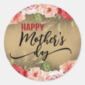 Romantic Elegant Rozen Happy Moederdag Ronde Sticker (Voorkant)