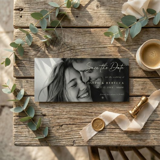 Romantic ELEGANT Script Photo Wedding Save The Date