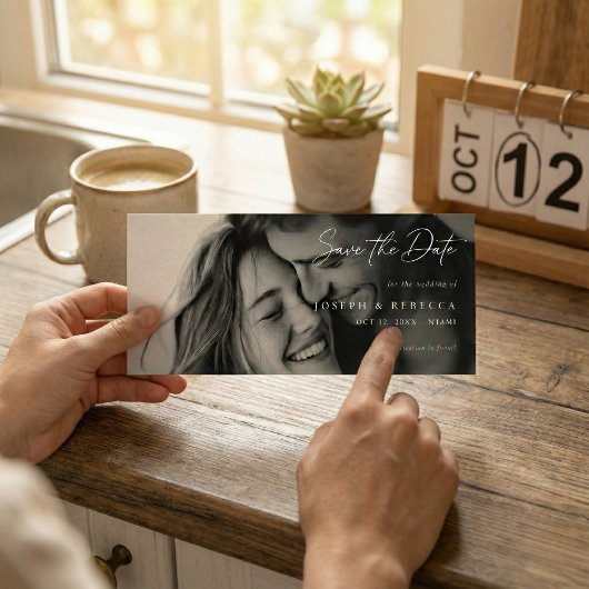 Romantic ELEGANT Script Photo Wedding Save The Date