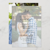 Romantic Elegant Two Photo Monogram Wedding Invit Kaart (Voorkant / Achterkant)